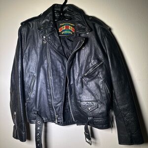 Putnam Black Leather Biker Jacket